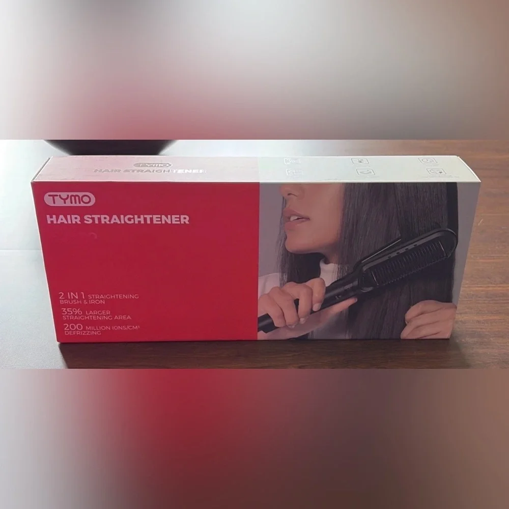 TYMO | FLIPRO | Flat Iron Hair Brush | 2 in 1 | Black